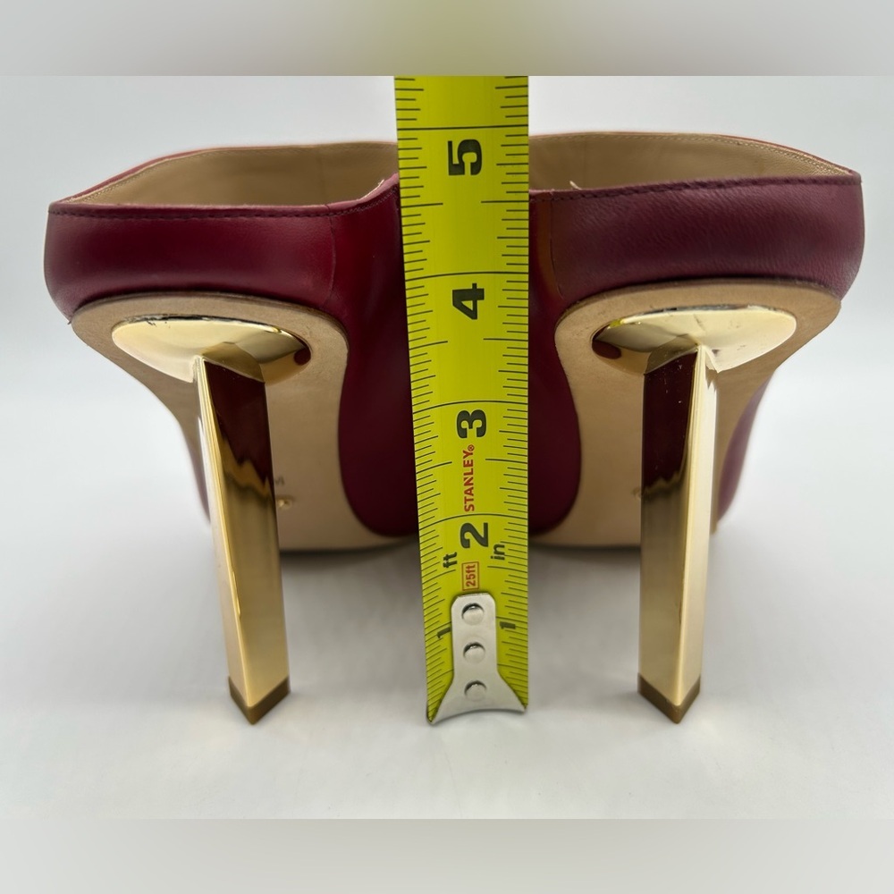 Michael Kors Halle Mule Pump Deep Red Leather Heels | Size 6M | New With Box - Picture 8 of 11